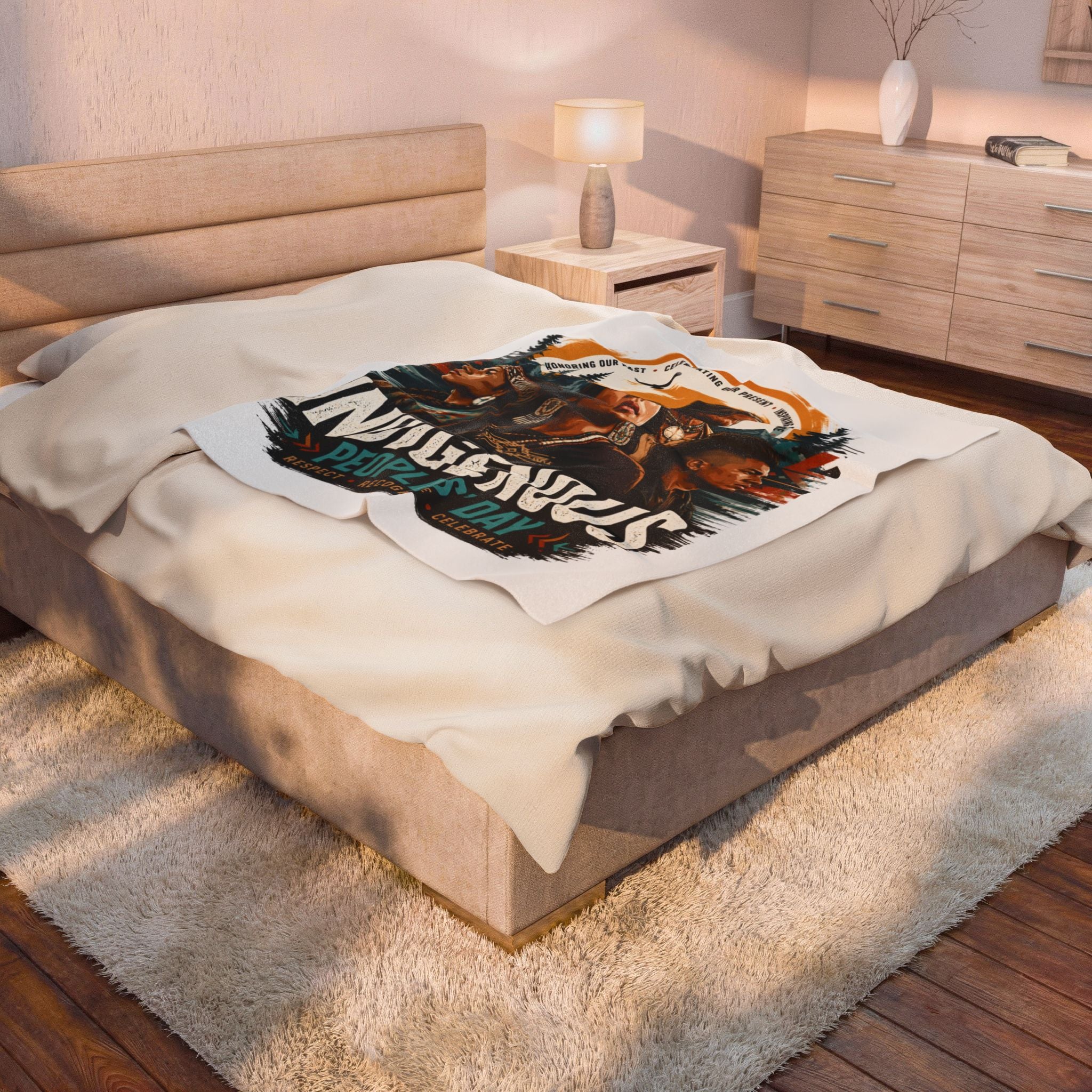 Velveteen Plush Blanket — Indigenous Peoples' Day Tribute Throw (Respect • Recognize • Celebrate)