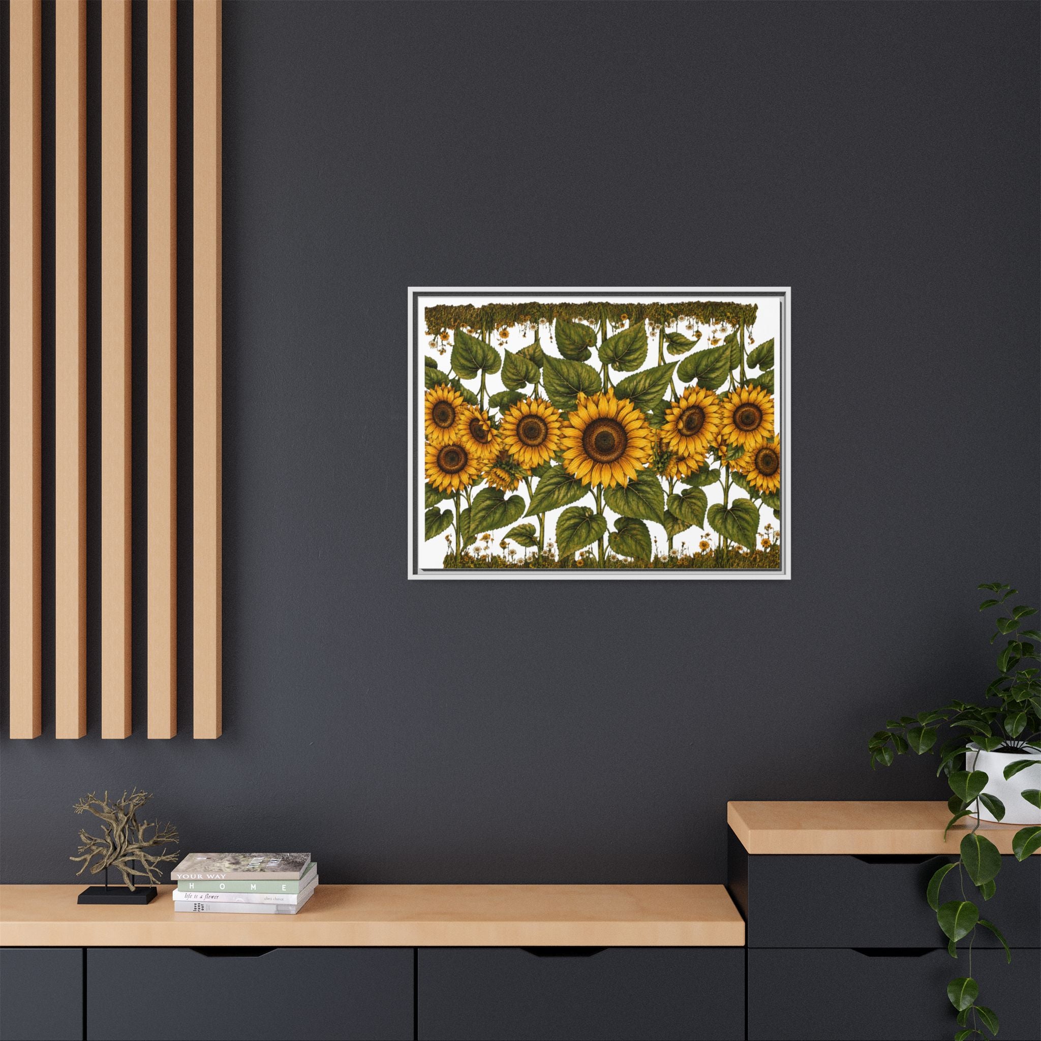 Framed Sunflower Canvas Print — Matte Floral Wall Art