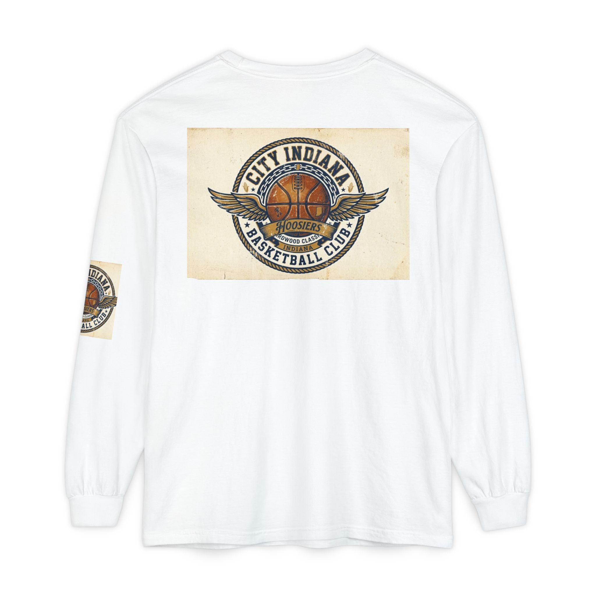Basketball Club Long Sleeve Tee — City Indiana Winged Ball Graphic