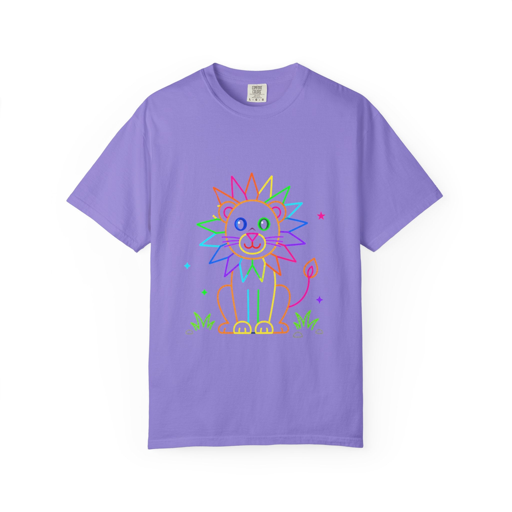 Rainbow Line Art Lion T-Shirt — Cute Kids Graphic Tee