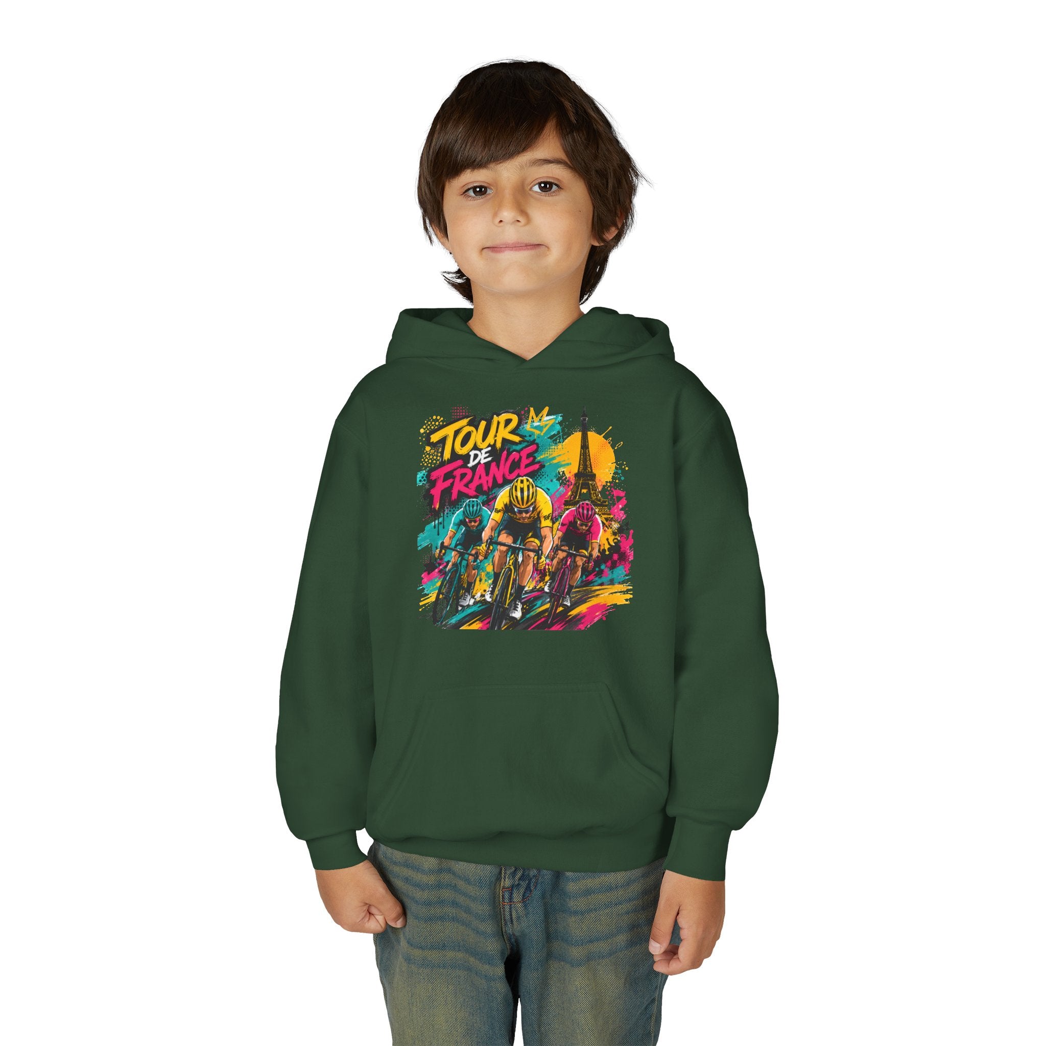 Tour de France Youth Hoodie — Colorful Cycling Graphic Sweatshirt