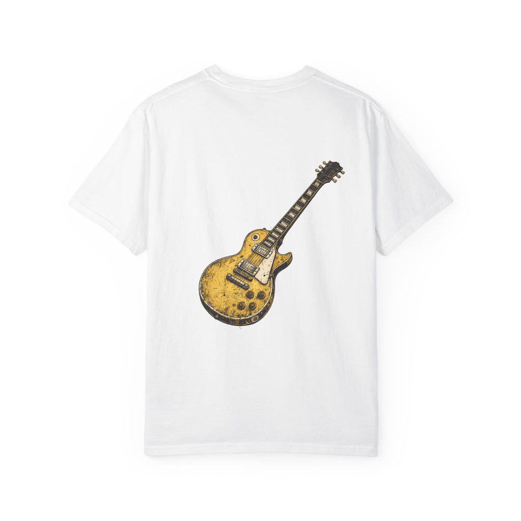 Vintage Rock Guitar T-Shirt — Grunge Band Photo & Les Paul Back Print
