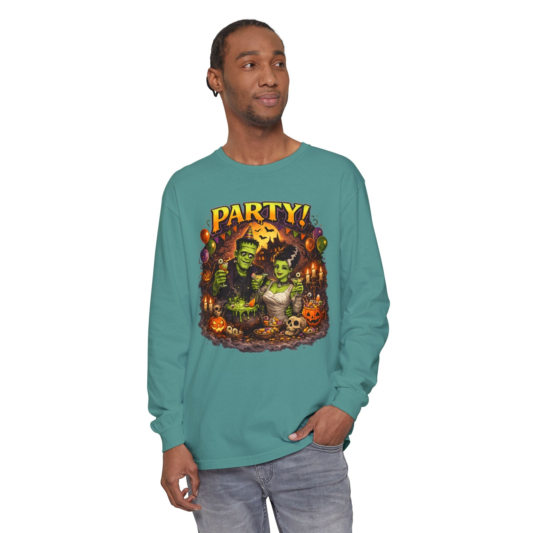 Mr. & Mrs. Frankenstein Halloween Monster Party Long Sleeve T-Shirt
