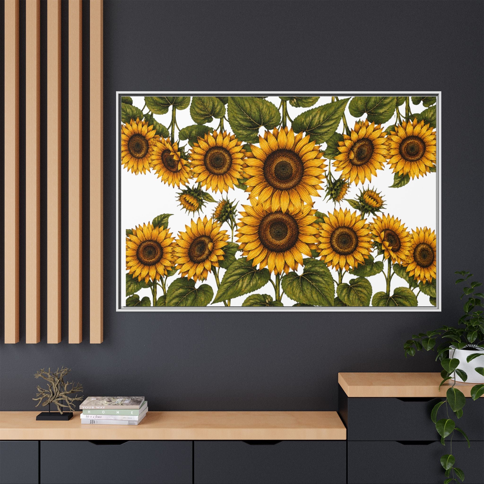 Framed Sunflower Canvas Print — Matte Floral Wall Art