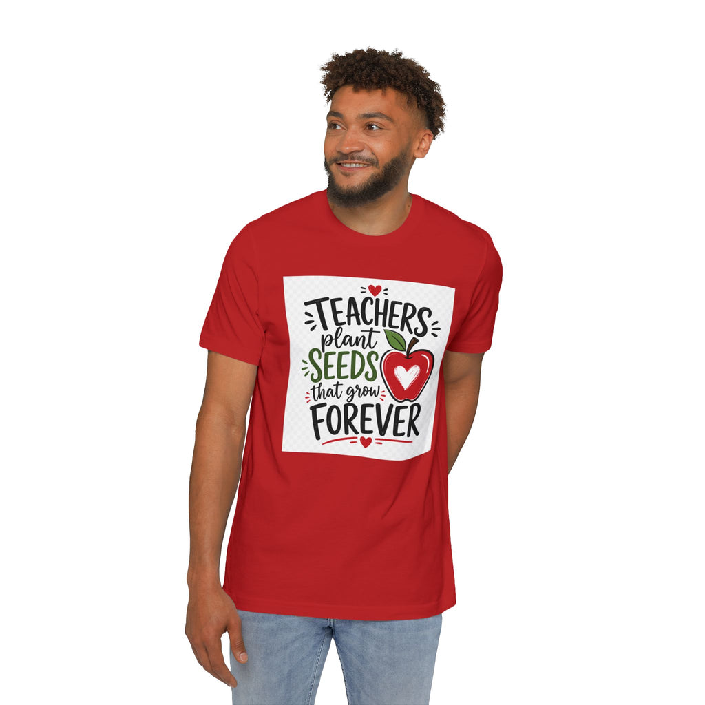 Teacher Appreciation T-Shirt – "Teachers Plant Seeds That Grow Forever" Apple Design