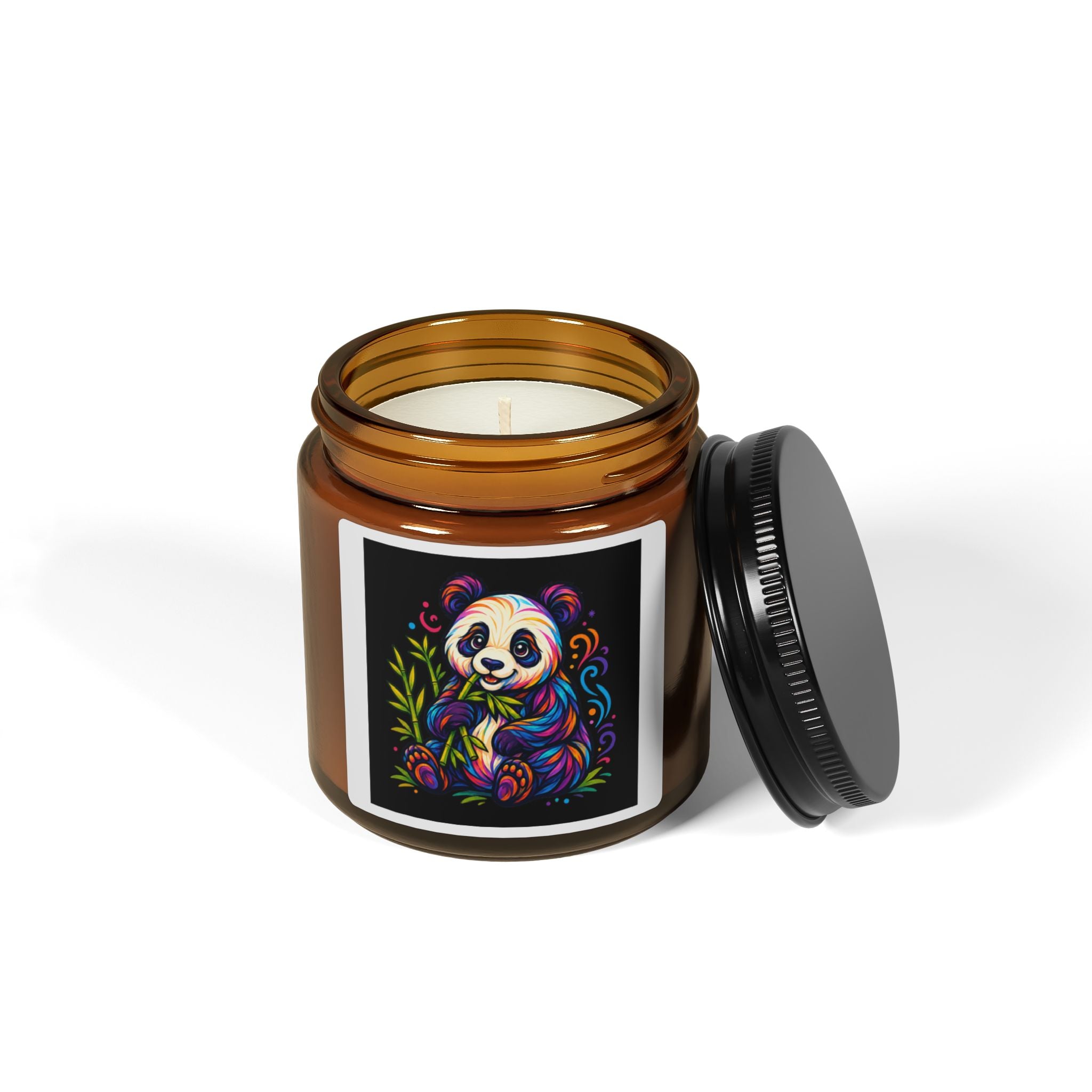 Colorful Panda Soy Candle — Amber Jar Scented Candle (Multi-Size)