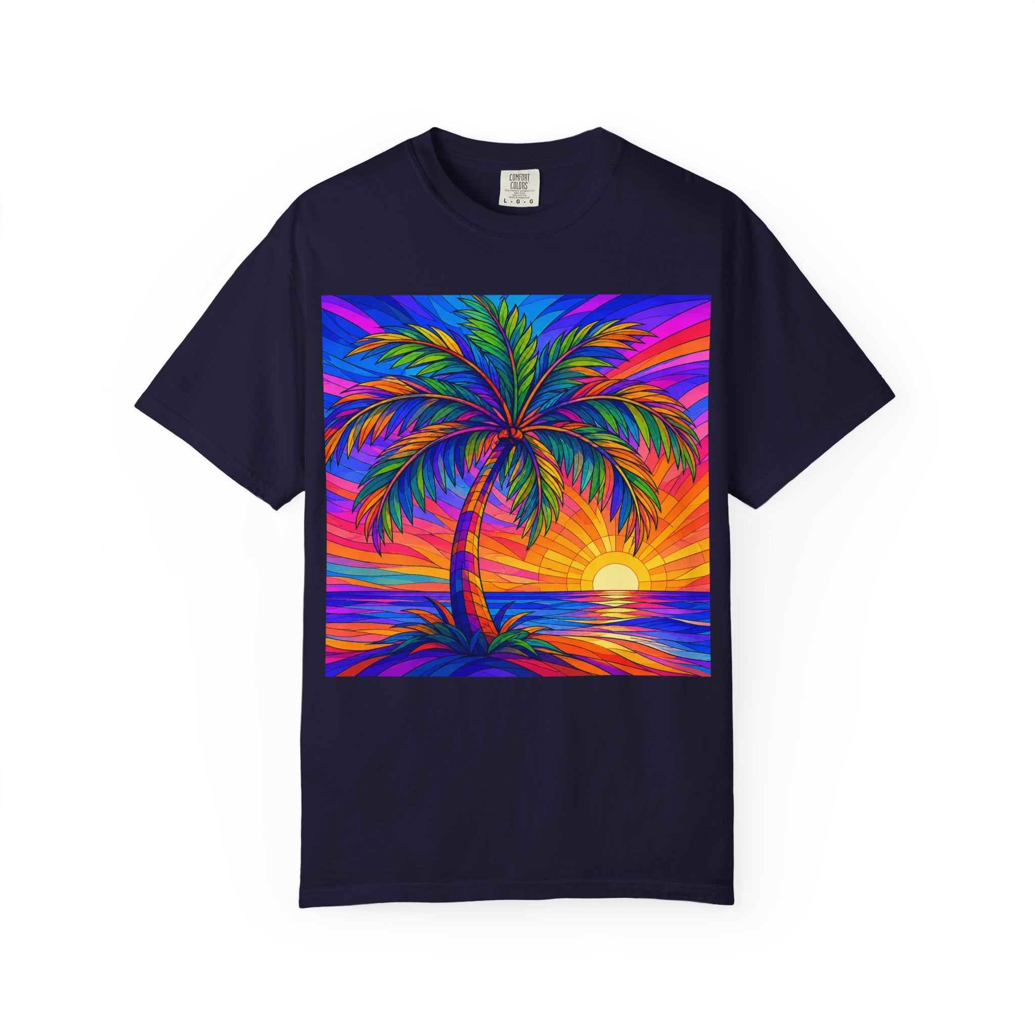 Sunset Palm T-Shirt — Vibrant Tropical Beach Tee