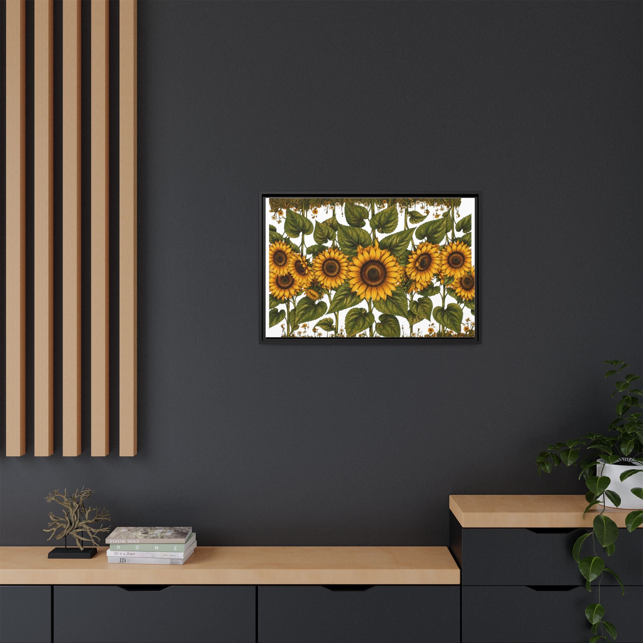 Framed Sunflower Canvas Print — Matte Floral Wall Art