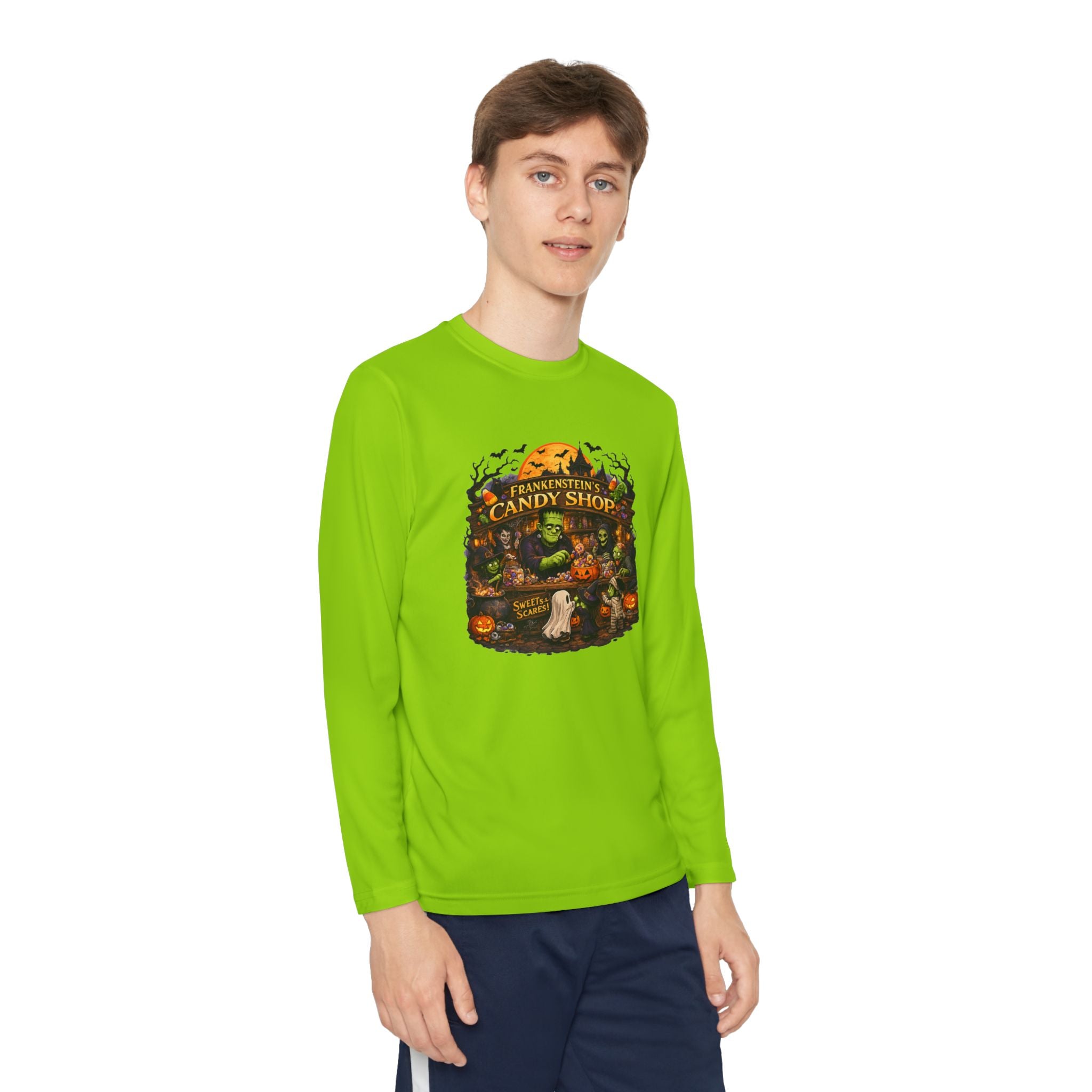 Youth Long Sleeve Tee — Halloween Candy Shop Graphic