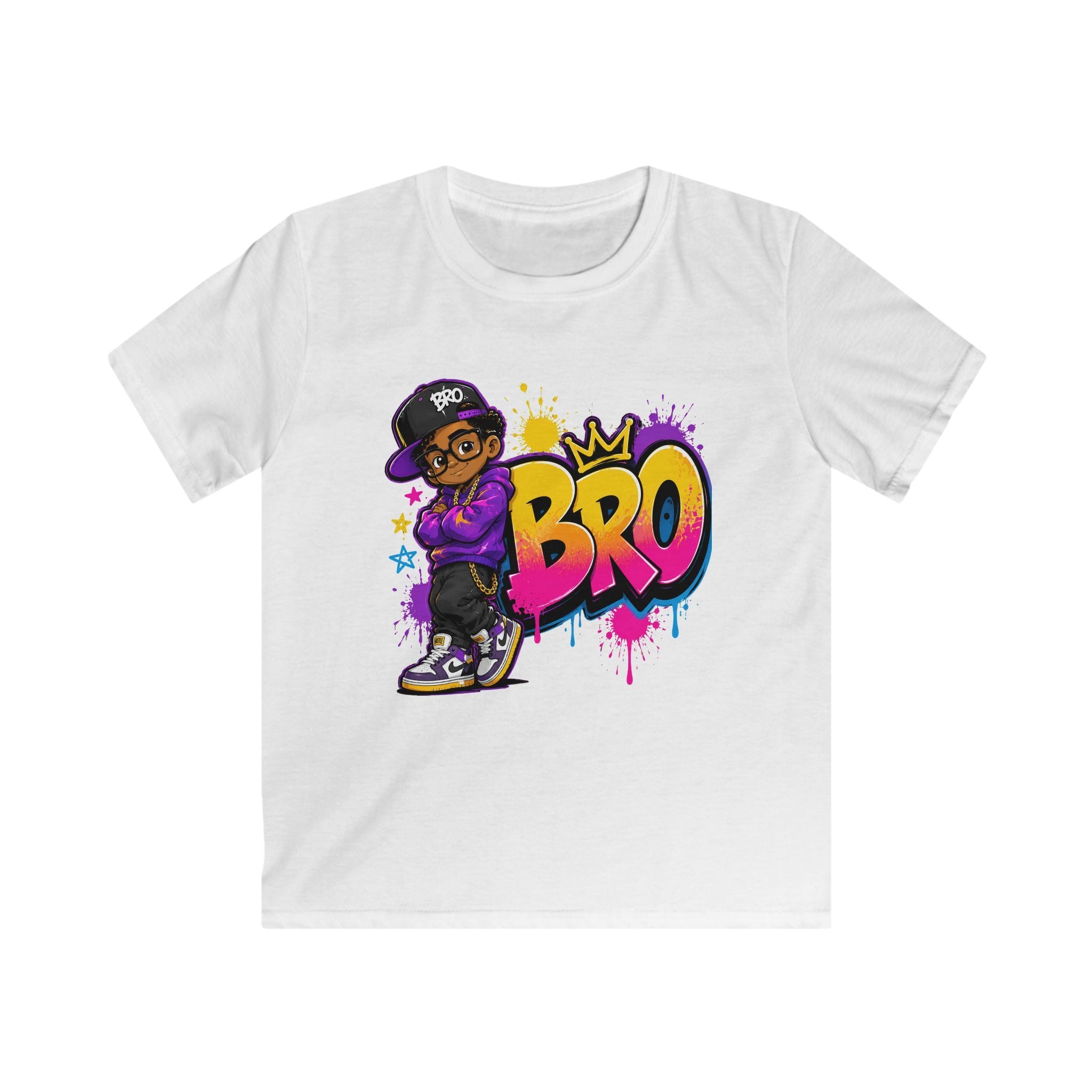 Kids 'BRO' Streetwear Tee — Cool Hip-Hop Skateboard Graphic T-Shirt for Boys