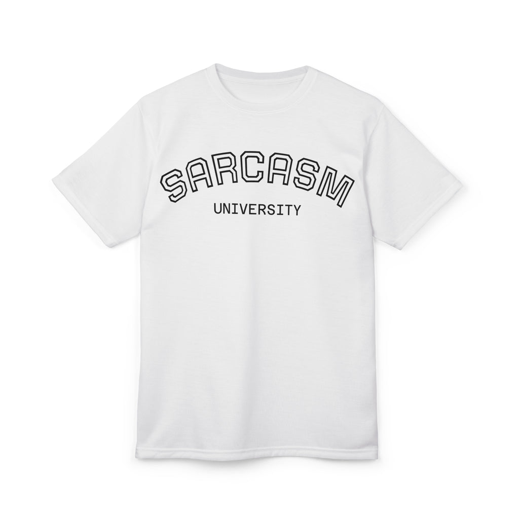 Sarcasm University T‑Shirt — Funny Collegiate Graphic Tee