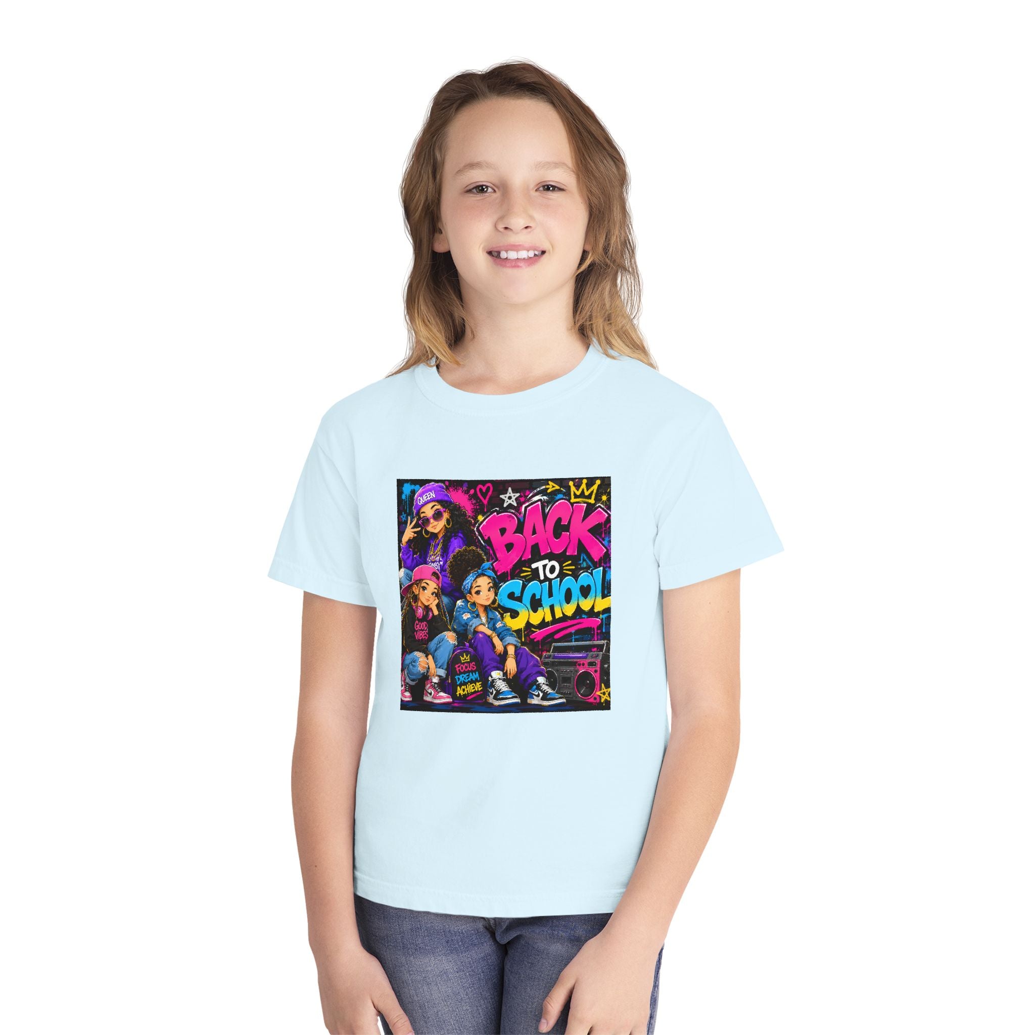 Back to School Youth Tee — Retro Hip-Hop Graphic with Custom Name