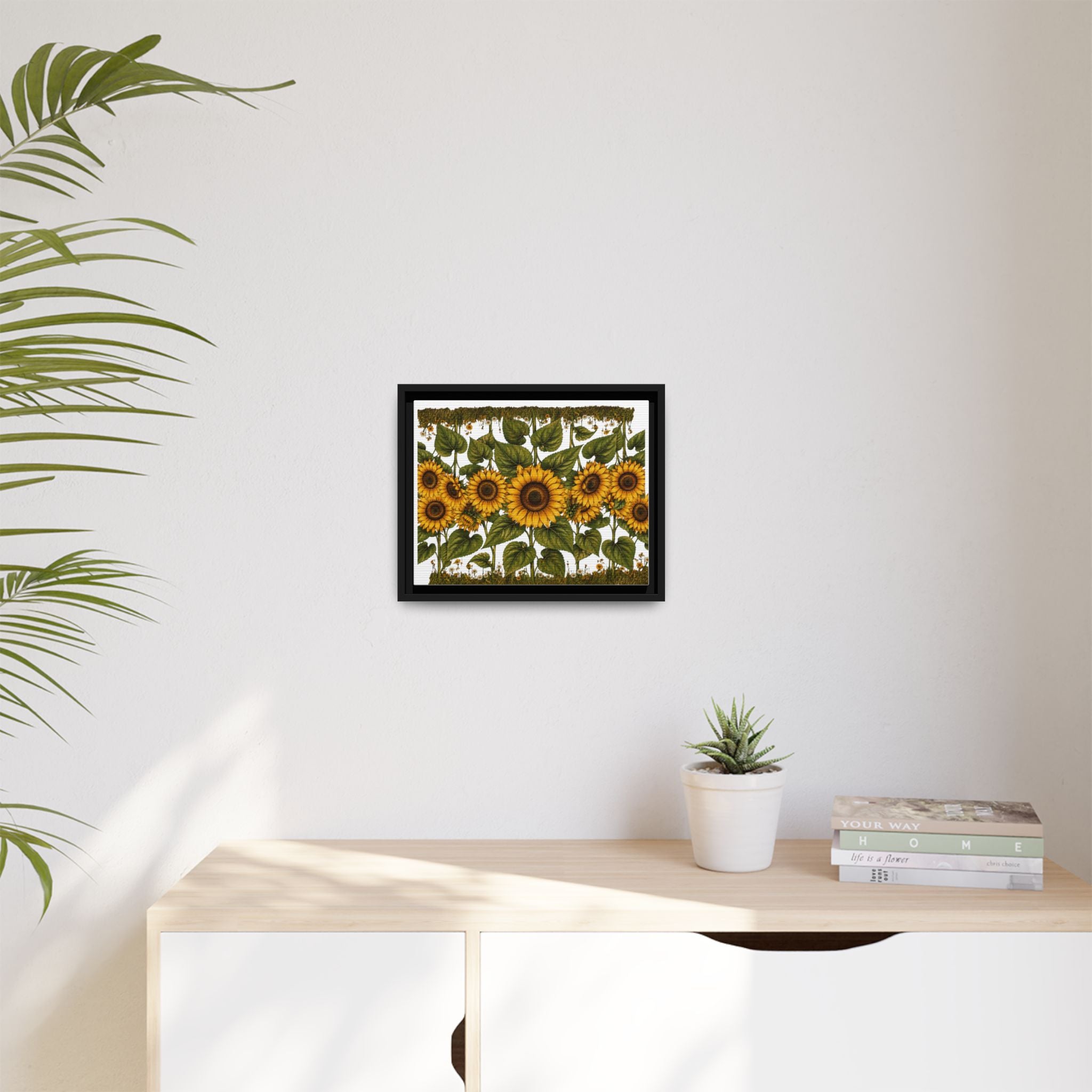 Framed Sunflower Canvas Print — Matte Floral Wall Art