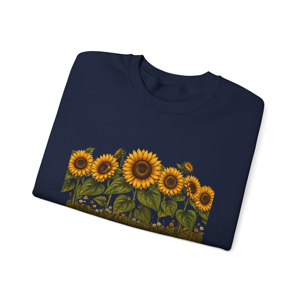 Sunflower Field Crewneck Sweatshirt — Vintage Botanical Floral Pullover