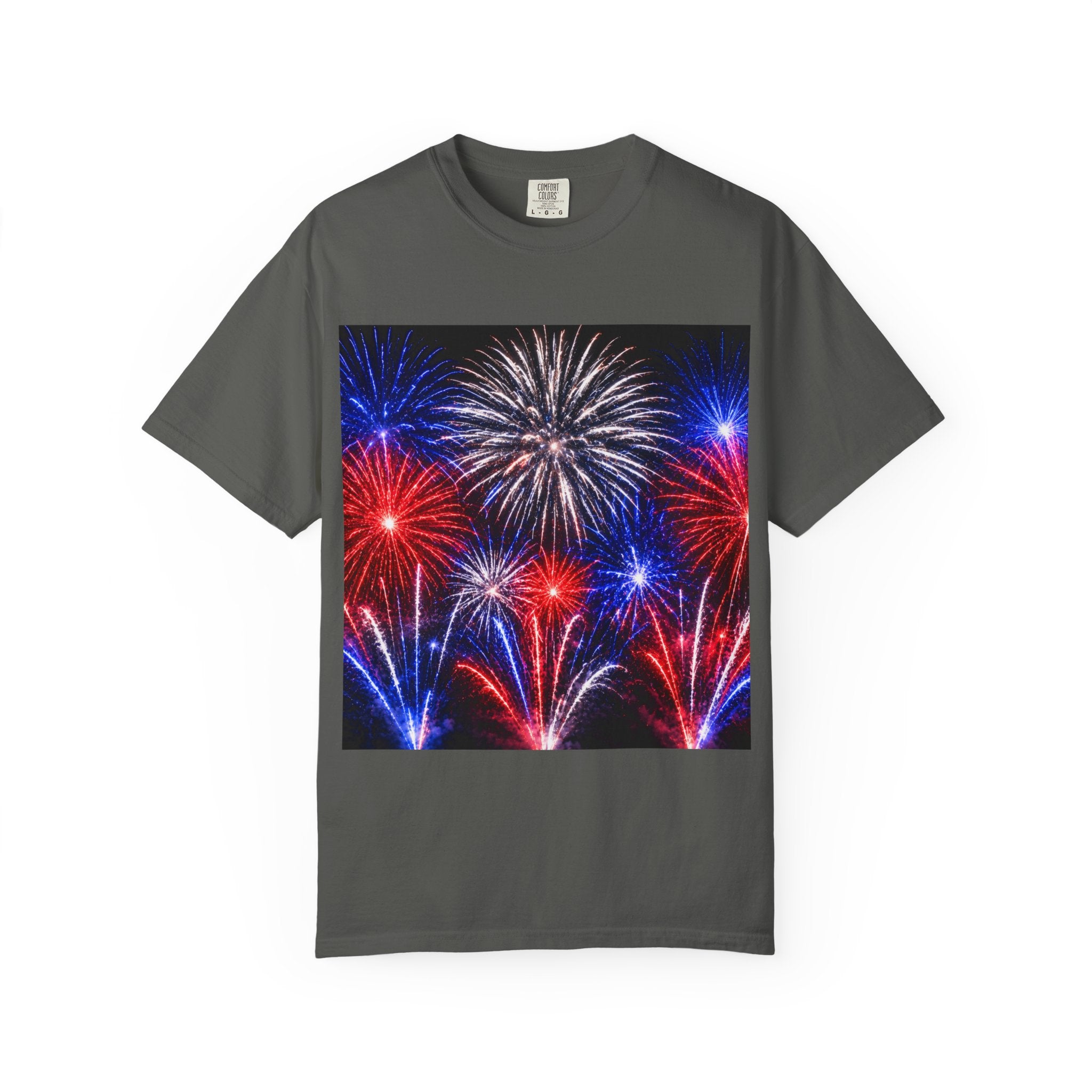 Fireworks Celebration T-Shirt — Red, White & Blue Festival Graphic