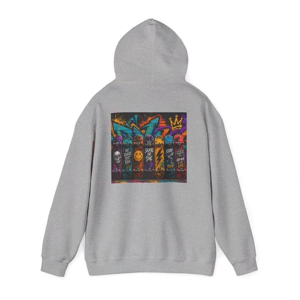 Skate Crew Graffiti Hoodie — Urban Skateboard Art Pullover