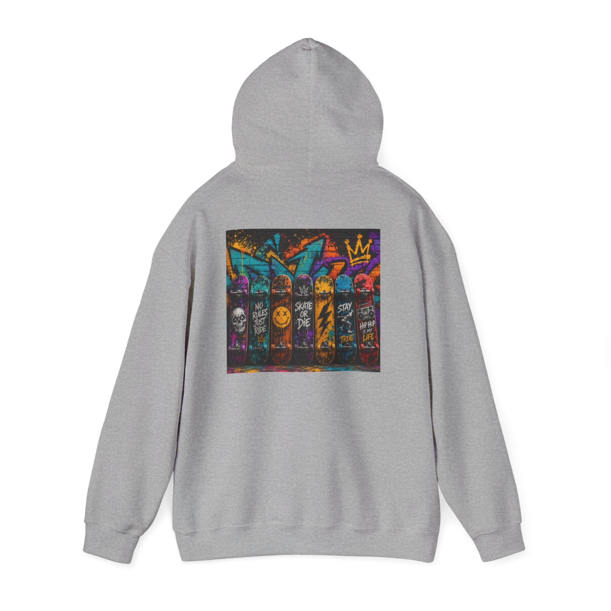 Skate Crew Graffiti Hoodie — Urban Skateboard Art Pullover